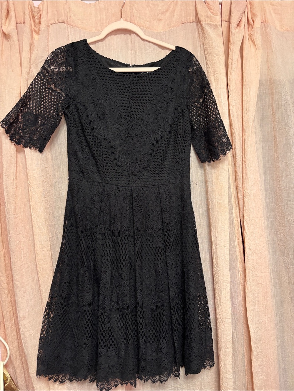 Jessica Simpson Black Lace Midi Fit-and-Flare Dress